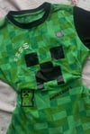Yeşil Raglan Minecraft Creeper Y2K Kısa Kollu Crop