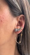 Özel Tasarım Sallantılı Zincirli Taşlı Küpe Earcuff