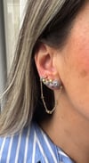 Özel Tasarım Sallantılı Zincirli Taşlı Küpe Earcuff
