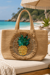 Ananas İşlemeli Plaj Çantası 