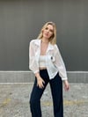 Aplike Detaylı Beyaz Bomber Ceket 