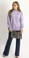 Bisiklet Yaka Oversize Triko Kazak Mor
