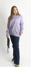 Bisiklet Yaka Oversize Triko Kazak Mor