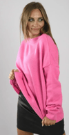 Bisiklet Yaka Oversize Triko Kazak Pembe