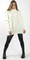 Boğazlı Oversize Kazak Krem