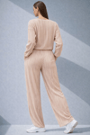 Dekot Piliseli Pantalon Bluz Pudra Takım