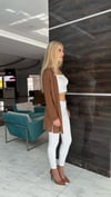 Kahverengi Simli Triko Hırka