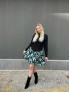 Karışık Desen Saten Etekli Sweat Elbise Yeşil