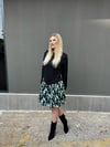 Karışık Desen Saten Etekli Sweat Elbise Yeşil