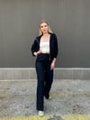 Lacivert Beli Lastikli Bol Paça Pantolon