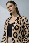 Leopar Desenli Camel Hırka