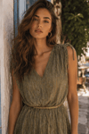 Pilise Kumaş Elbise | Haki