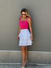 Puan ve Bağlama Detaylı Pembe Crop Bluz
