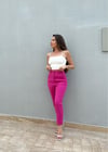 Toparlayıcı Bel Pembe Kumaş Pantolon