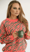 Zebra Desenli Triko Kazak 