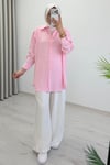 İkoll Basic Çizgili Gömlek Pembe