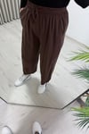 İkoll Glarmi Beli Lastikli Tensel Rahat Pantolon Kahve
