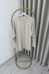 İkoll Yazı Baskılı Premium Kalite Tunik Bej