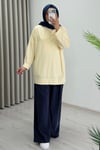 İkoll Yazı Baskılı Premium Kalite Tunik Sarı