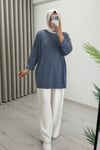 İkoll Yazı Baskılı Premium Kalite Tunik Mavi