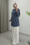 İkoll Yazı Baskılı Premium Kalite Tunik Mavi