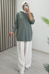 İkoll Yazı Baskılı Premium Kalite Tunik Çağla