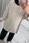 İkoll Yazı Baskılı Premium Kalite Tunik Bej