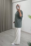 İkoll Yazı Baskılı Premium Kalite Tunik Çağla