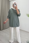 İkoll Yazı Baskılı Premium Kalite Tunik Çağla