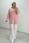 İkoll Yazı Baskılı Premium Kalite Tunik Pudra