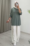 İkoll Yazı Baskılı Premium Kalite Tunik Çağla