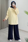 İkoll Yazı Baskılı Premium Kalite Tunik Sarı