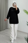 İkoll Yazı Baskılı Premium Kalite Tunik Siyah