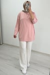 İkoll Yazı Baskılı Premium Kalite Tunik Pudra