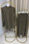 My Magazin Kuşaklı Modal Pike Kumaş İkili Takım Haki