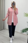 My Magazin Yazlık Tensel Kot Kumaş Çıtçıt Düğmeli Tesettür Gömlek Pembe