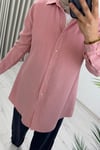 My Magazin Yazlık Tensel Kot Kumaş Çıtçıt Düğmeli Tesettür Gömlek Pembe