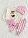 Açık Pembe Mrs. Teddy Çizgili 4lü Takım
