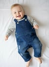 Çizgili Badili Denim Salopet