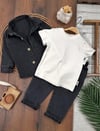 Gri Yumuşak Likralı Denim 3lü Takım