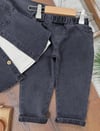 Gri Yumuşak Likralı Denim 3lü Takım