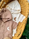 Krem Moon Müslin Kapşonlu Tulum