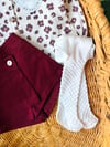 Leoparlı Şort Etekli Bordo Takım ( Külotlu Çorap Hediyeli)