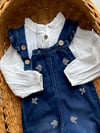 Loris Gömlekli Çiçek Nakışlı Denim Salopet
