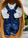 Loris Gömlekli Çiçek Nakışlı Denim Salopet