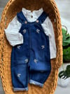 Loris Gömlekli Çiçek Nakışlı Denim Salopet