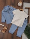 Mavi Likralı Denim 3lü Takım
