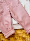 Pembe Lily Fiyonklu Deri Pantolonlu Takım