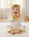 Sarı Renkli Kalpler Bandanalı Pijama Takımı
