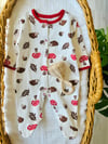 Unisex 3lu Mantar Desenli Patikli Kaşkorse Tulum Set 